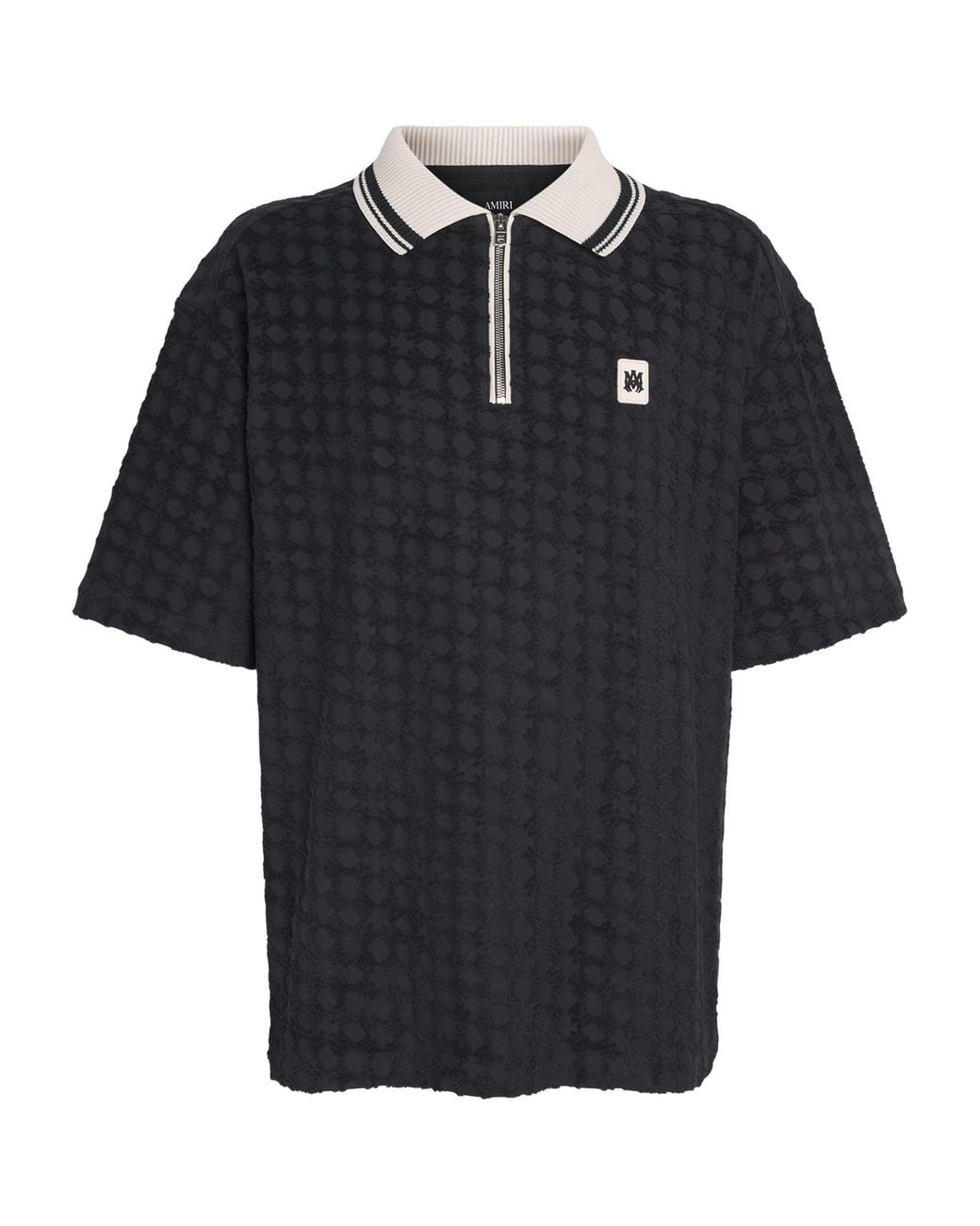 Amiri Black Ma Quad Zip-Up Polo Shirt for men