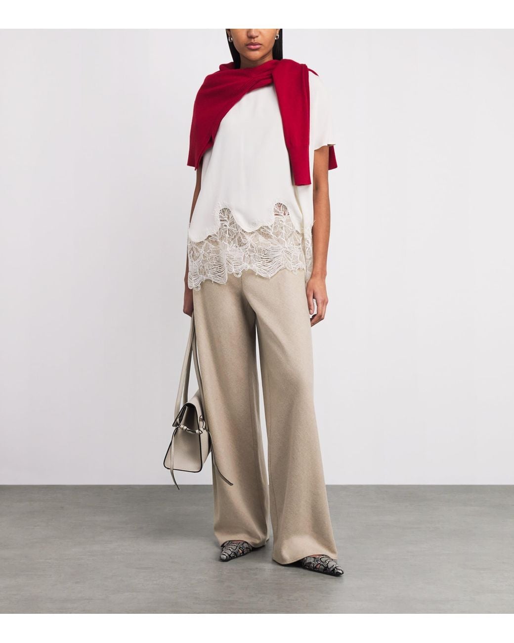Vince Natural Wool-Blend Wide-Leg Trousers