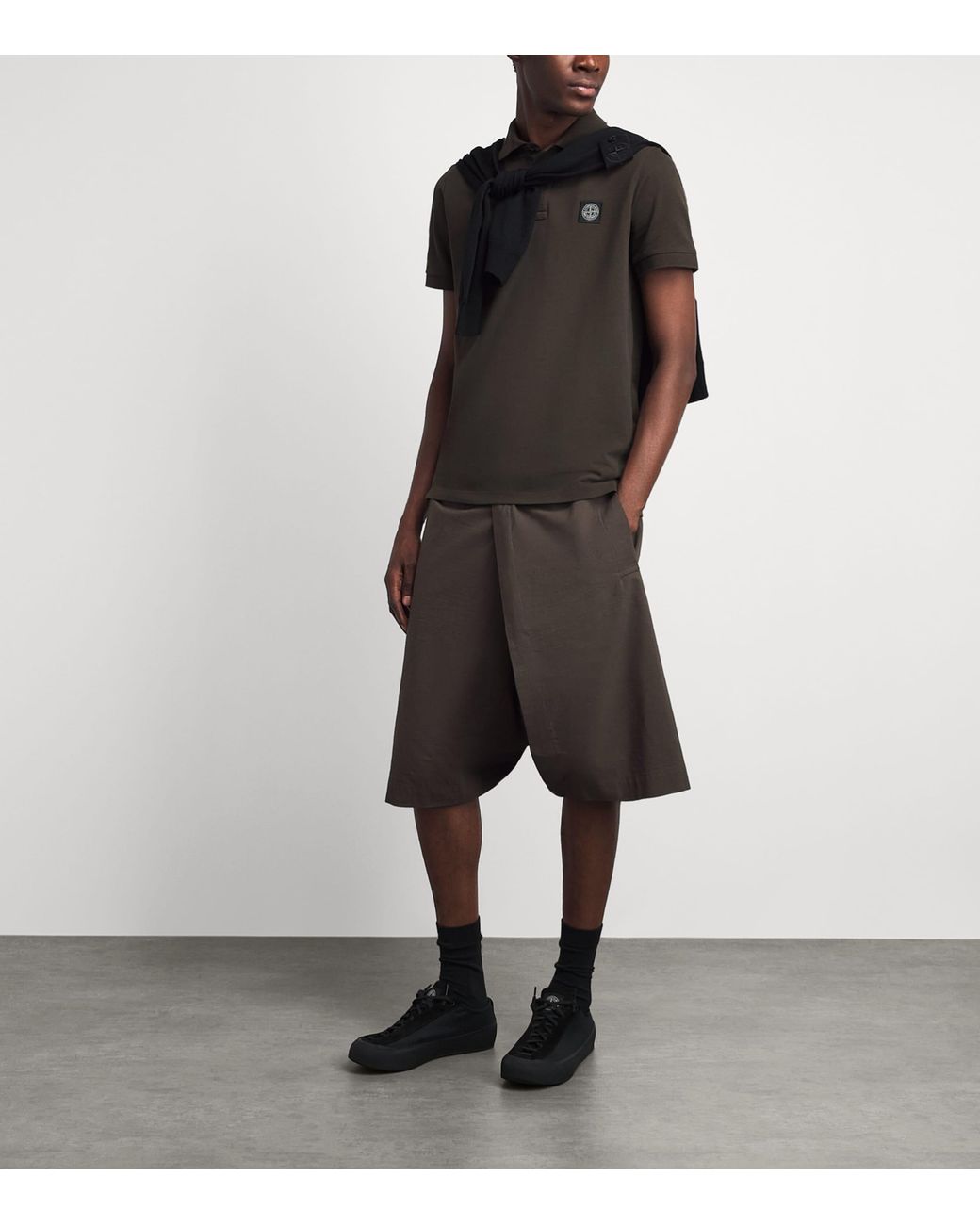 Stone Island Black Cotton Compass Polo Shirt for men