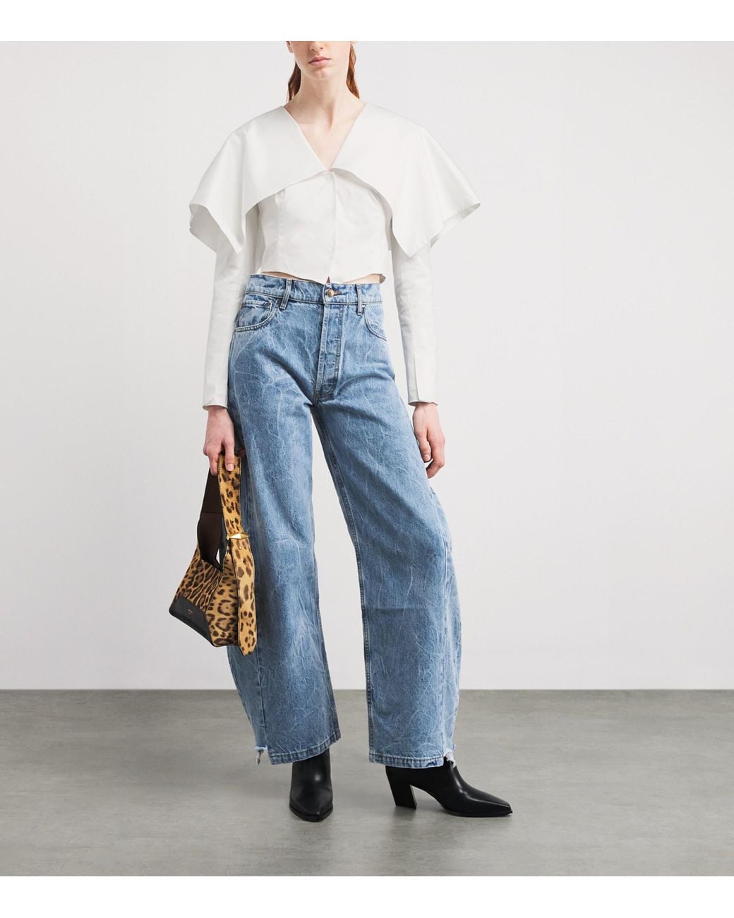 A.W.A.K.E. MODE White Cotton-Blend Shawl-Collar Blazer