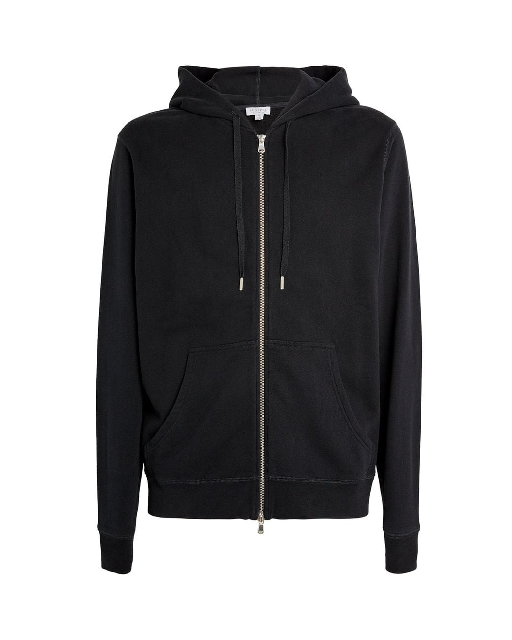 Sunspel Black Loopback Zip-Up Hoodie for men