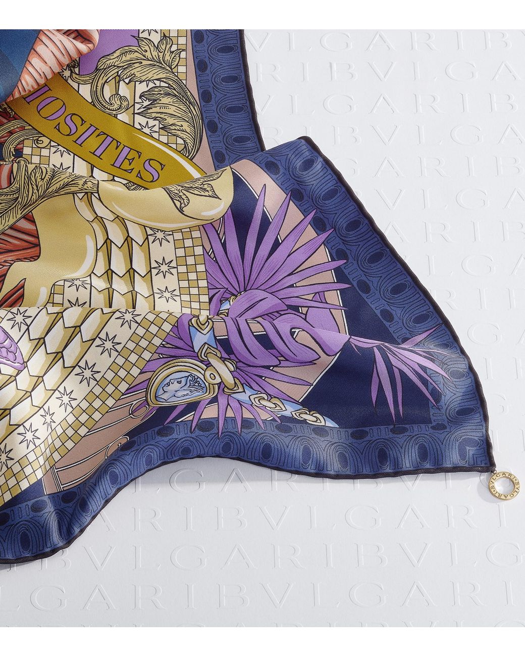 BVLGARI Blue Silk Curiosity Scarf
