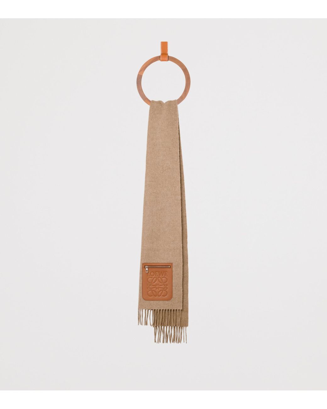Loewe White Wool-Cashmere Pocket-Detail Scarf