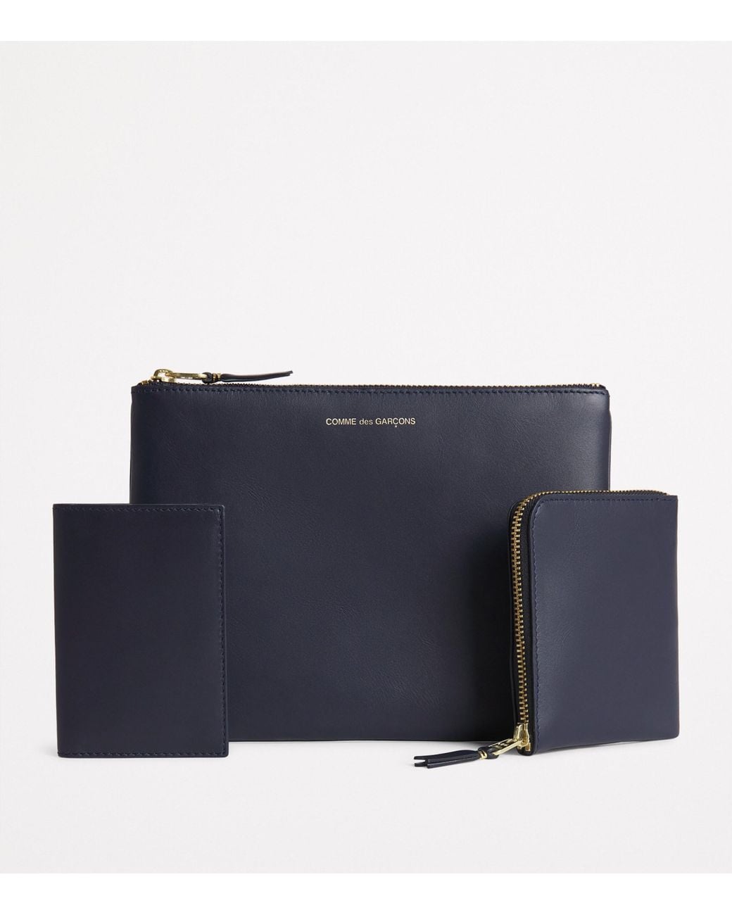 Comme des Garçons Blue Leather Zipped Pouch for men