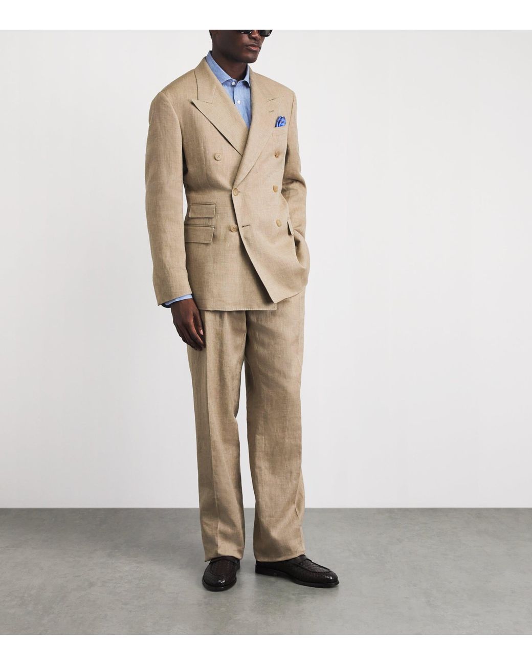 Ralph Lauren Blue Linen Chambray Shirt for men