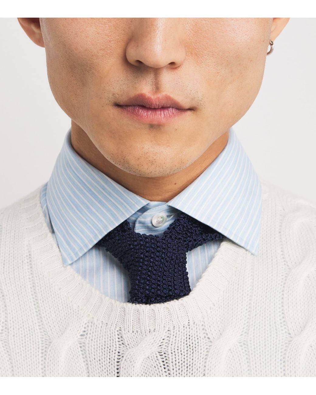 Ralph Lauren Blue Silk Knitted Tie for men