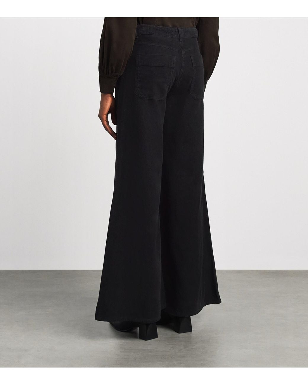 ME+EM Black Corduroy Super Flare Trousers