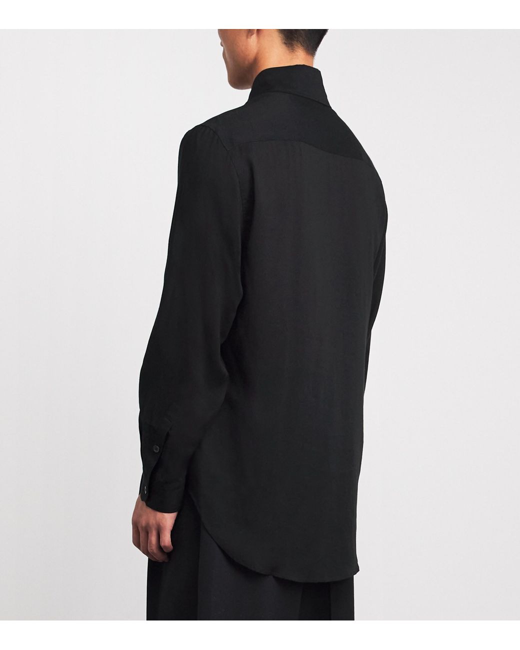 Yohji Yamamoto Black Stole Collar Shirt for men