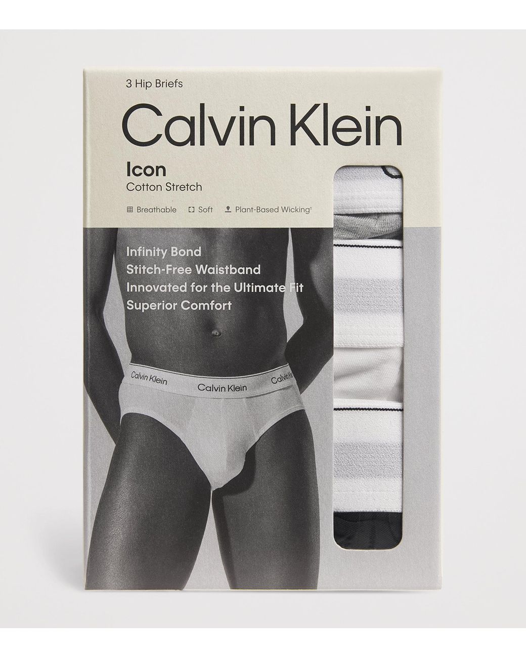 Calvin Klein White Cotton Stretch Icon Hip Briefs for men
