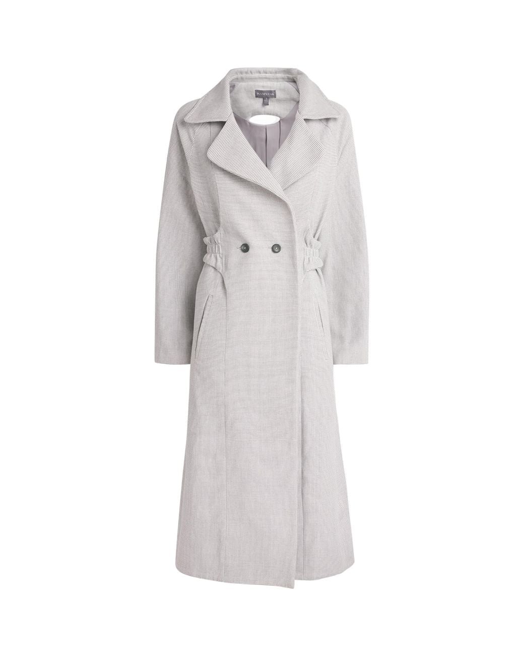 Studio Namnyak Gray Cotton Stripe Taro Trench Coat