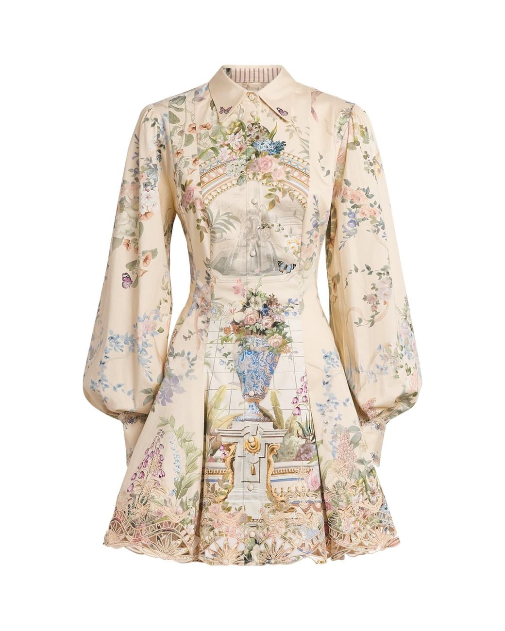 Camilla Natural Stretch-Cotton Midsummer Masterpiece Mini Shirt Dress