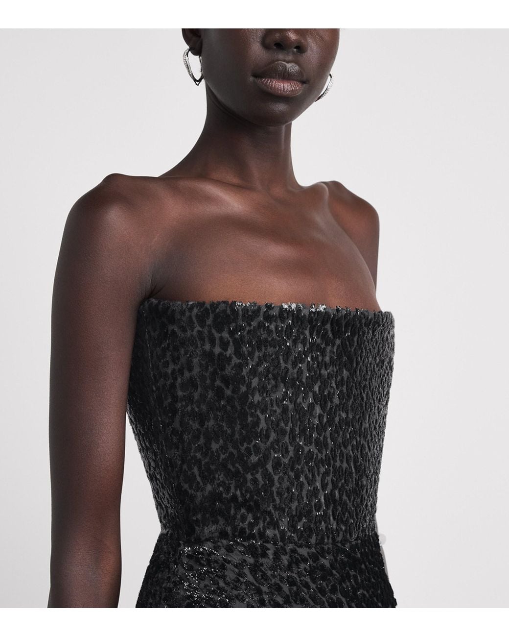 Alex Perry Black Strapless Beaded Leopard Gown