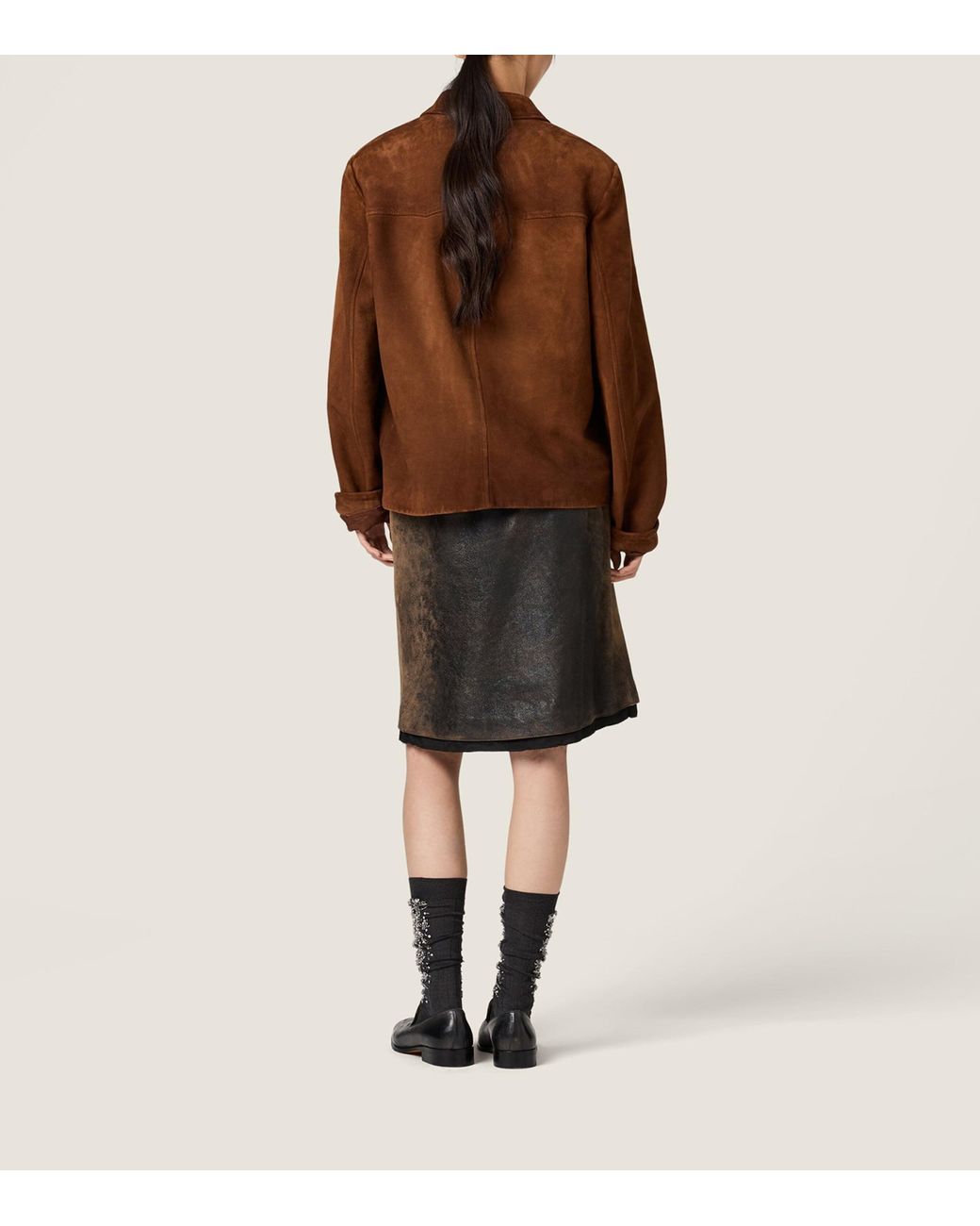 Miu Miu Brown Waxed Suede Jacket