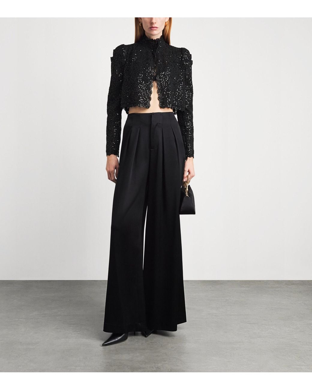 Alice + Olivia Black Embellished Lace Thomasina Jacket