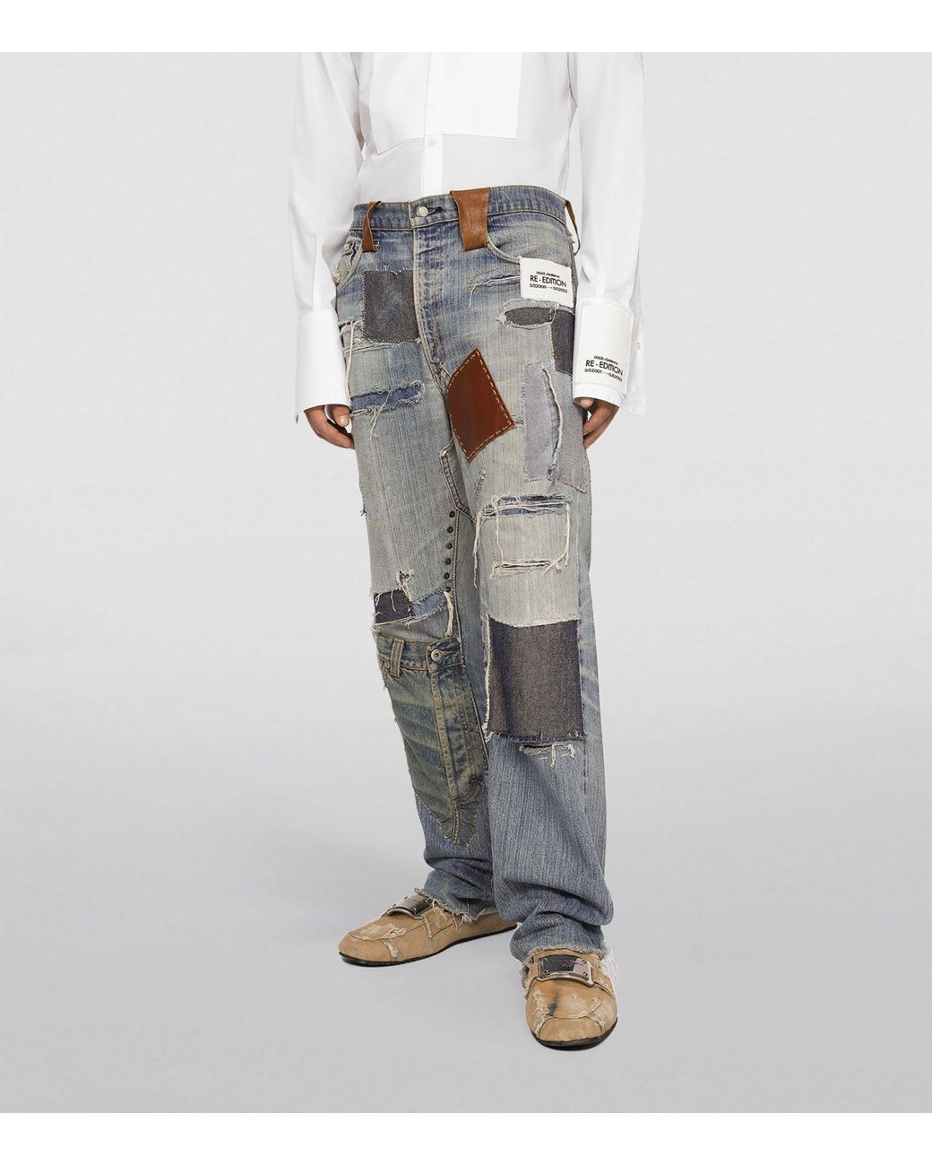 Dolce & Gabbana Distressed Re-edition Patchwork Jeans in Gray for Men | Lyst