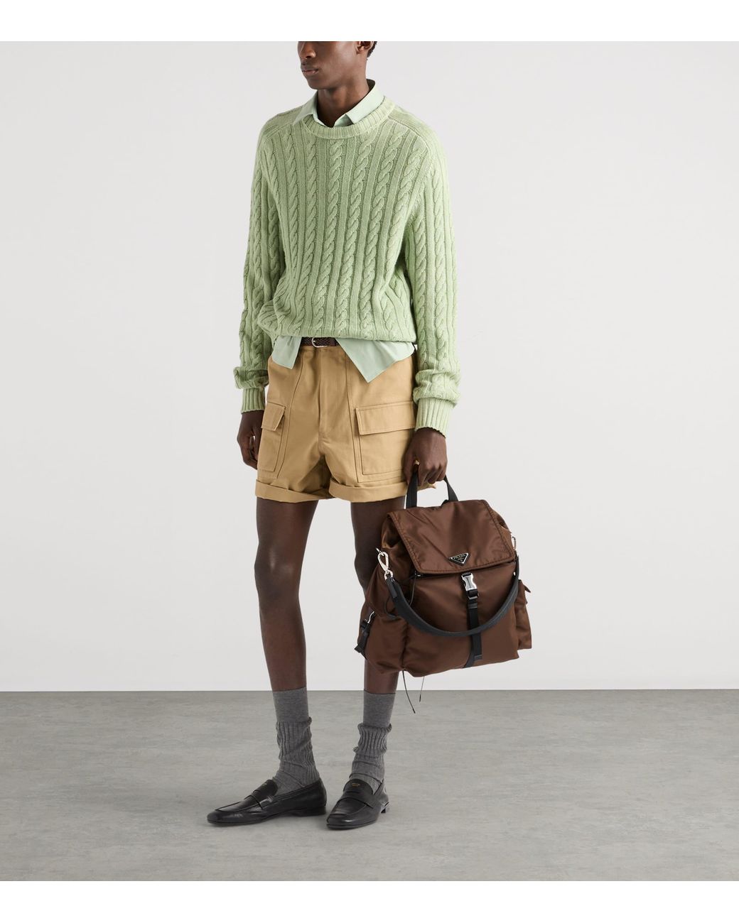 Prada Green Stretch-Cotton Shirt for men