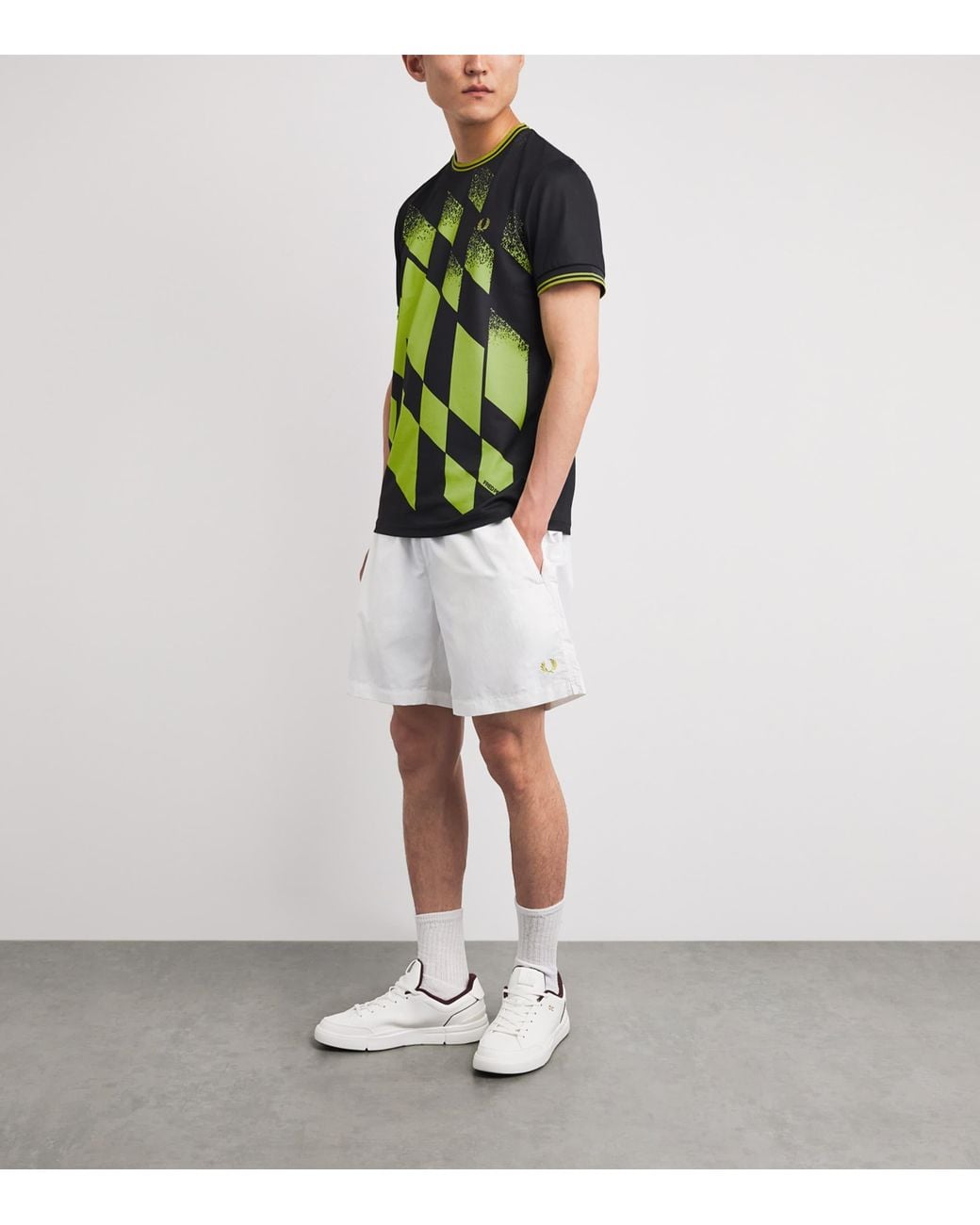 Fred Perry Green Tennis Print Anchor T-Shirt for men