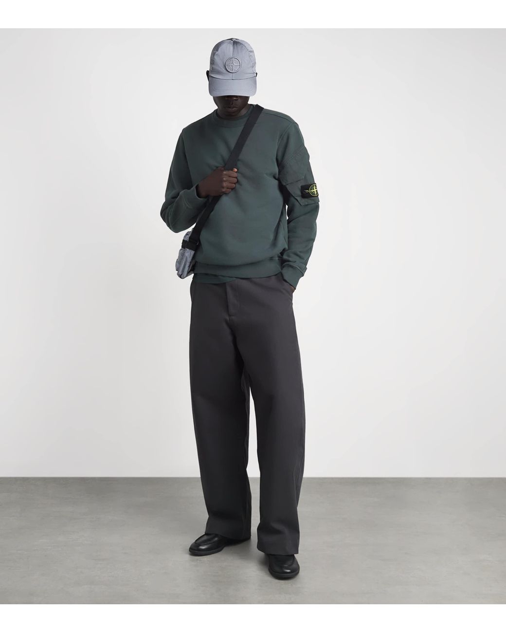 Stone Island Green Cotton Compass Pocket Sweatshirt for men