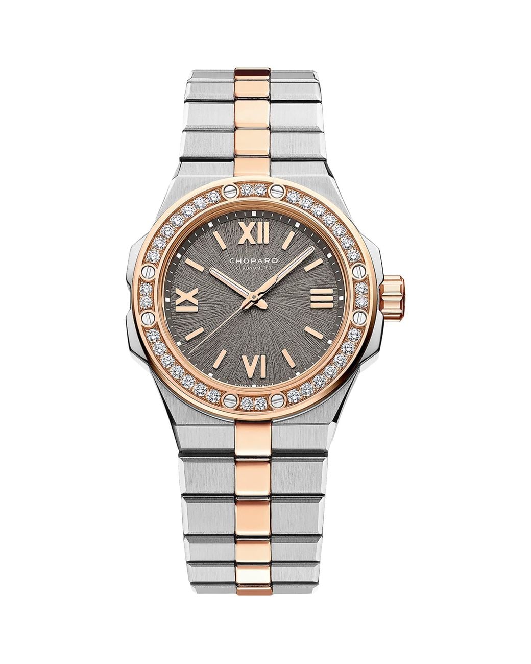 Chopard Metallic Stainless Steel And Diamond Alpine Eagle Watch