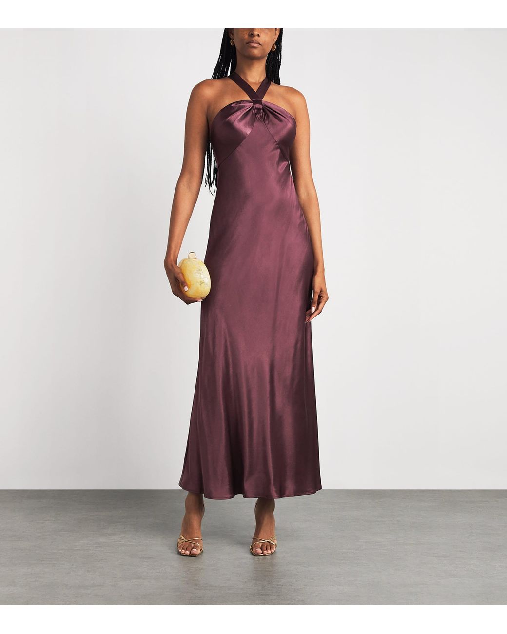 Rixo Purple Satin Losanna Maxi Dress