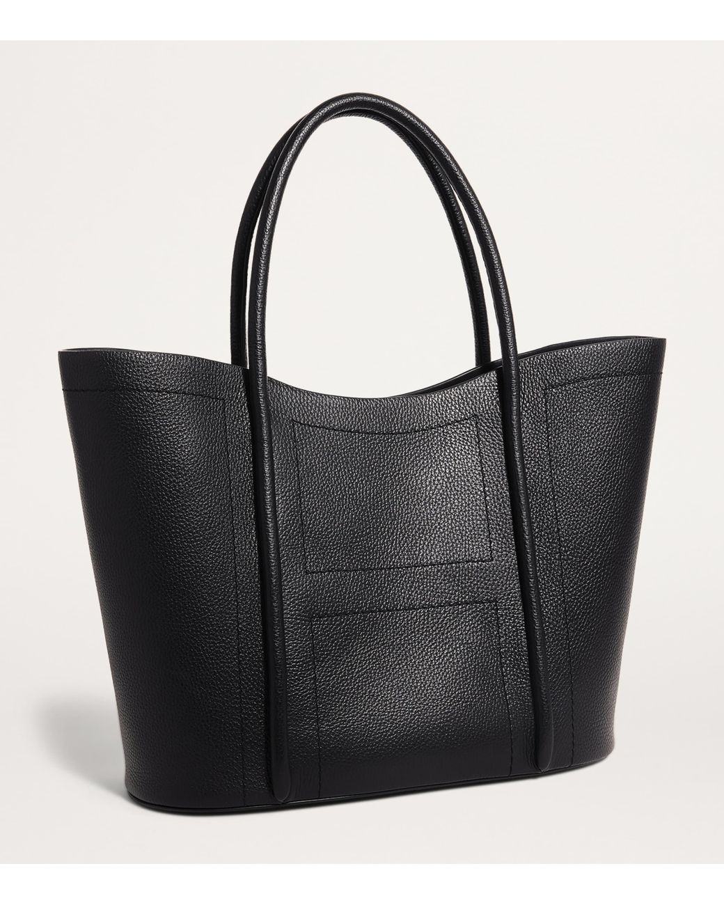 Harrods Black Large Leather Rope Tote Bag