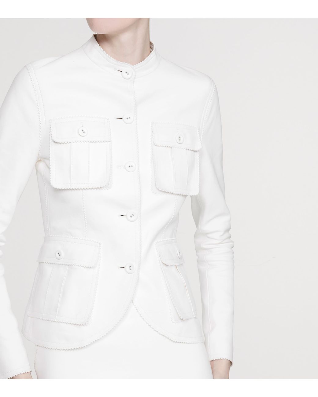 Tom Ford White Lambskin Buttoned Jacket