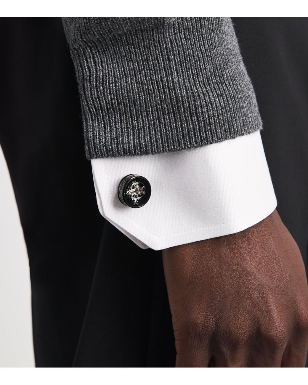 Tateossian Black Skull Tourbillon Cufflinks for men