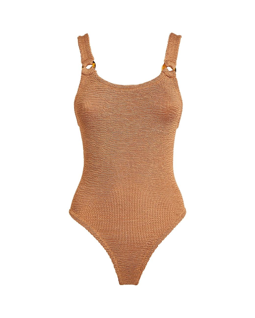Hunza G Brown Metallic Domino Swimsuit