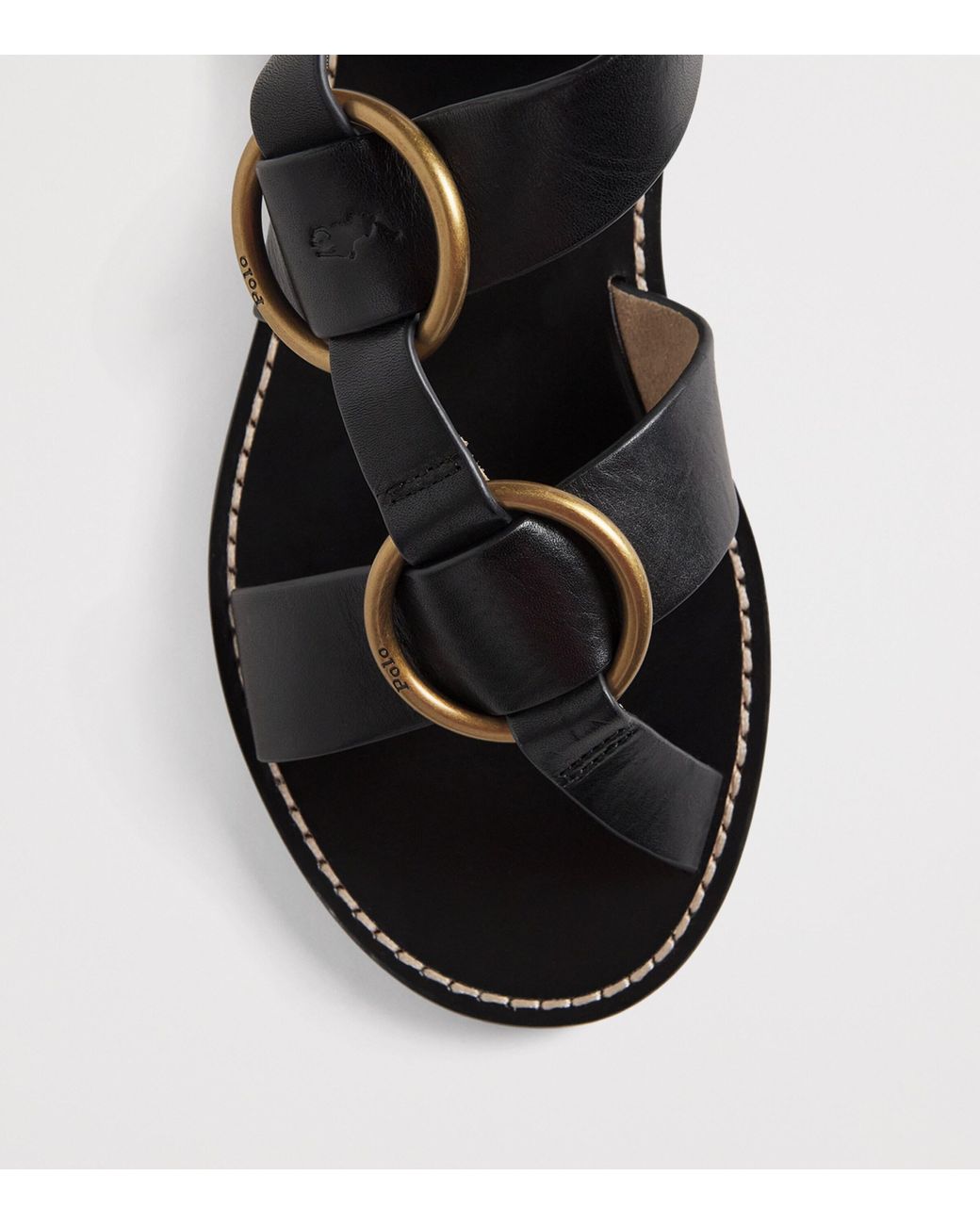 Polo by Ralph Lauren Brown and Black Sandals Ralph Lauren Polo Men Rockwell Leather Fisherman Slip On  main image 2