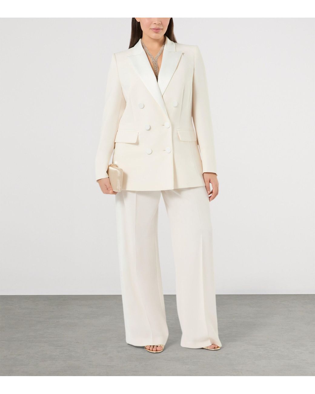 Marina Rinaldi White Double-Breasted Blazer