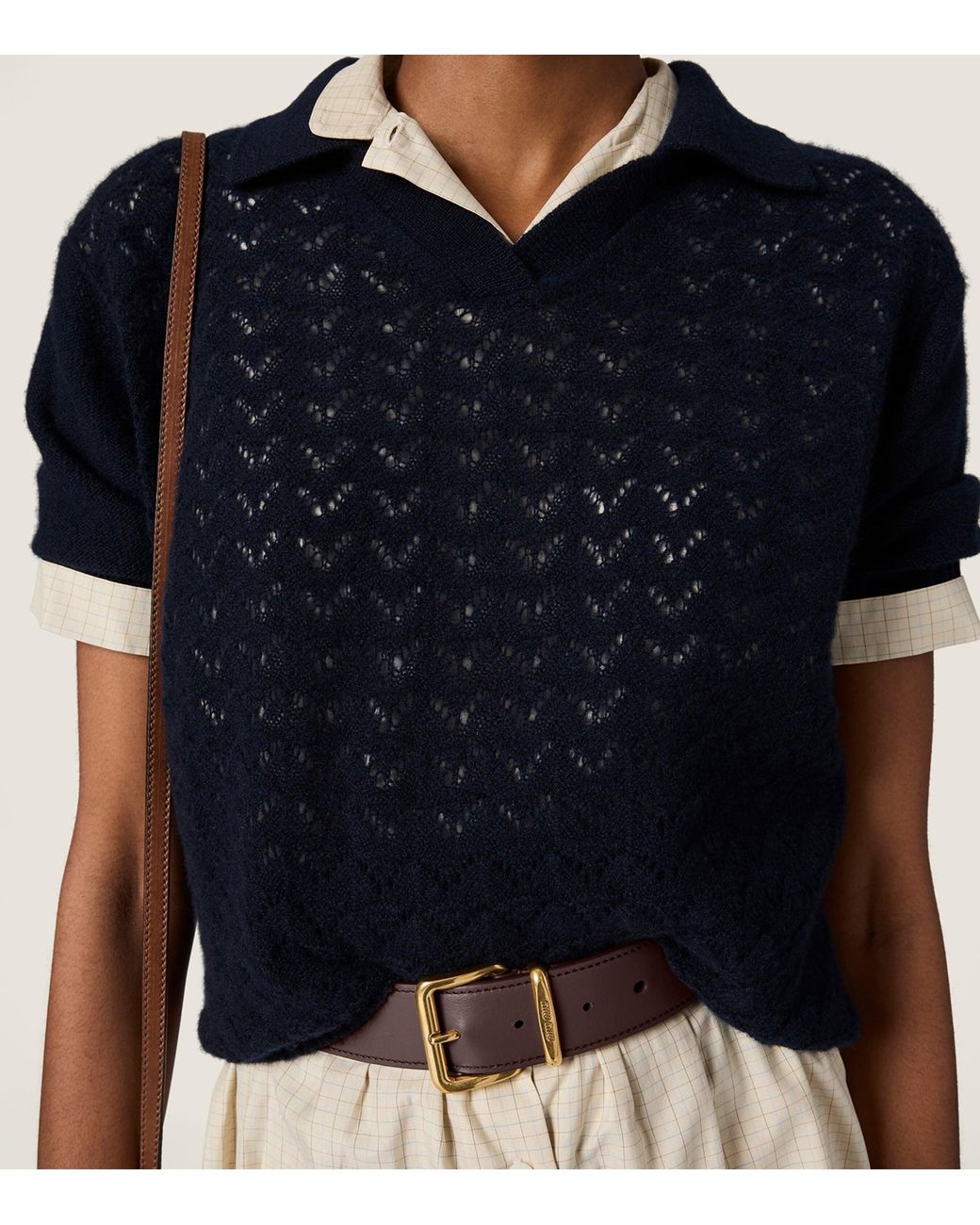 Miu Miu Blue Cashmere Polo Shirt