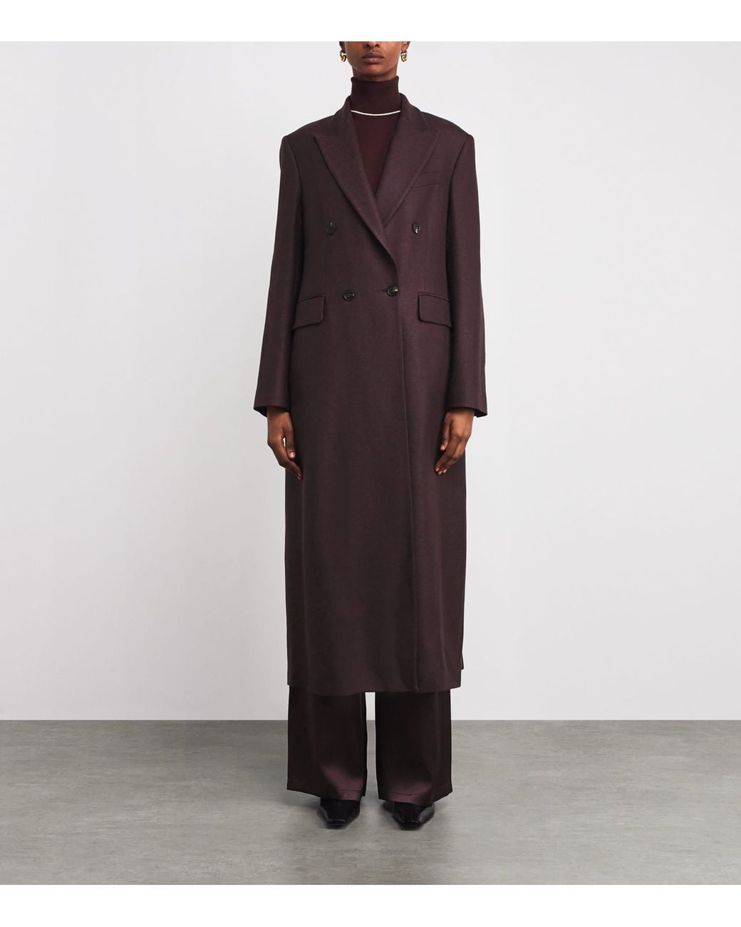 Eleventy Purple Wool-Blend Double-Breasted Duster Coat