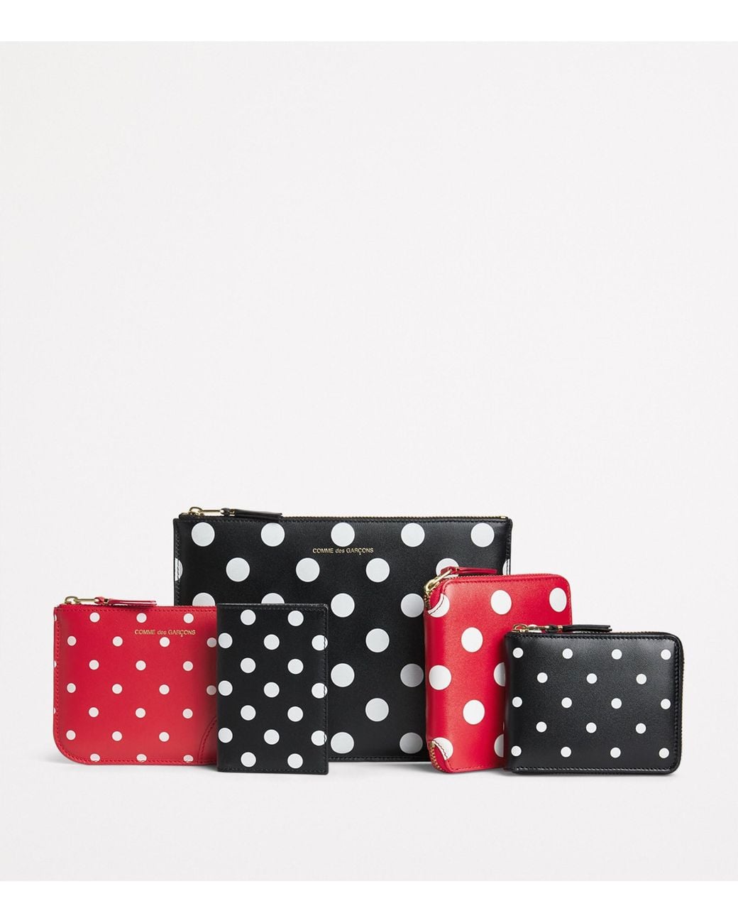 Comme des Garçons Red Leather Polka-Dot Zipped Pouch for men