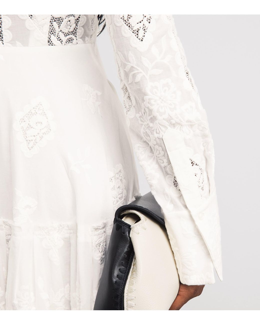 Erdem White Cotton Embroidered Midi Shirt Dress