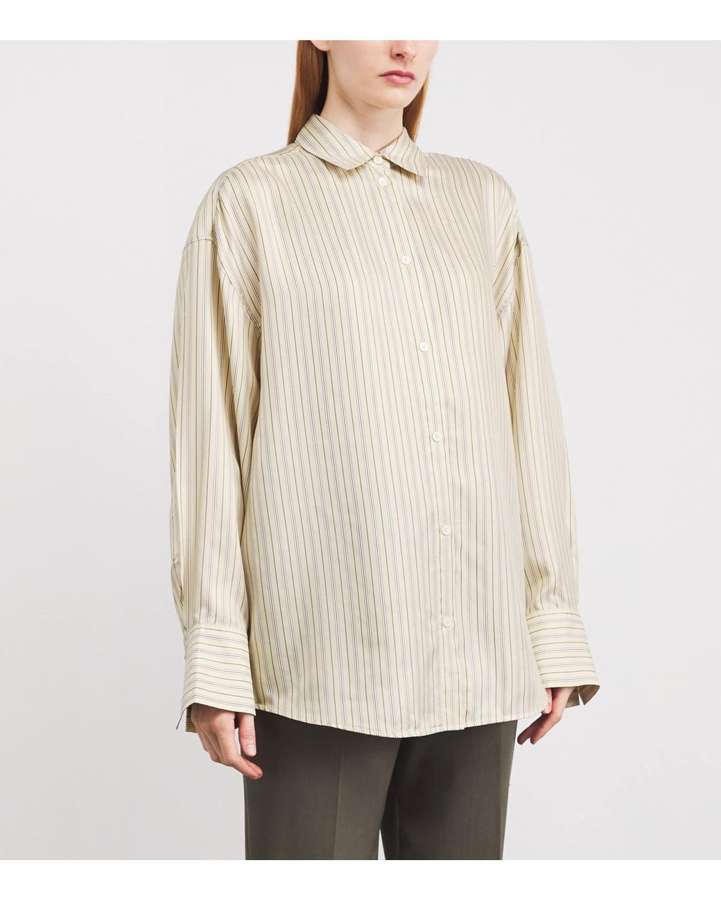 Totême  White Silk Oversized Stripe Shirt