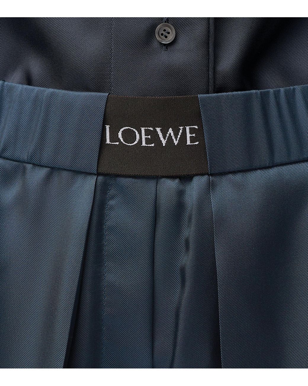 Loewe Blue Silk-Blend Logo Waistband Trousers