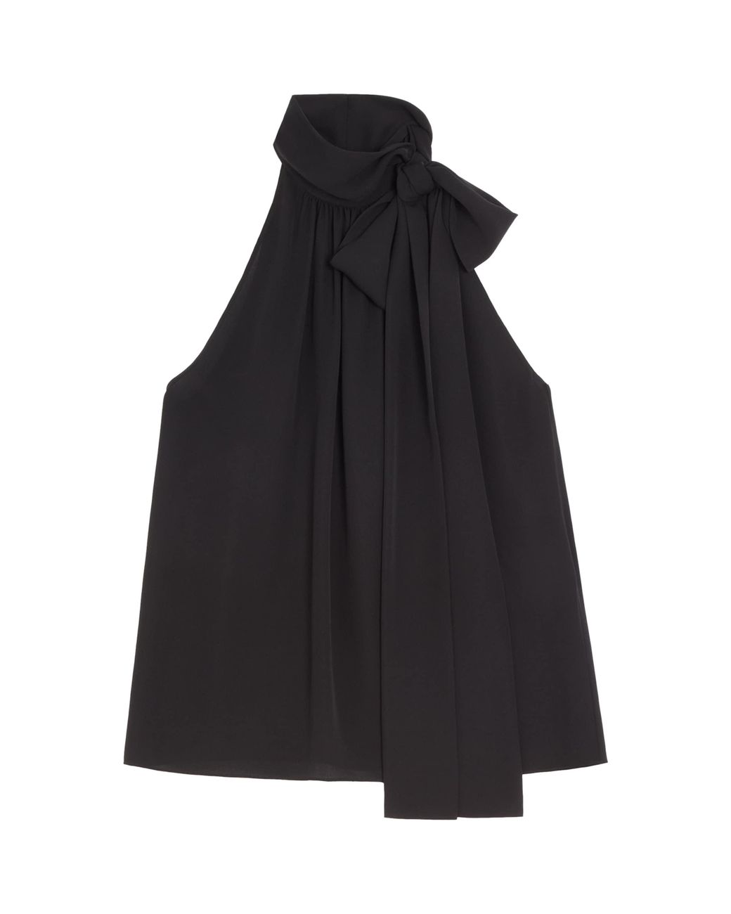 Valentino Black Silk Tie-Neck Top