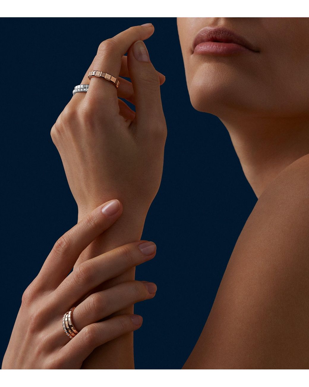 Chopard Metallic And Diamond Ice Cube Ring