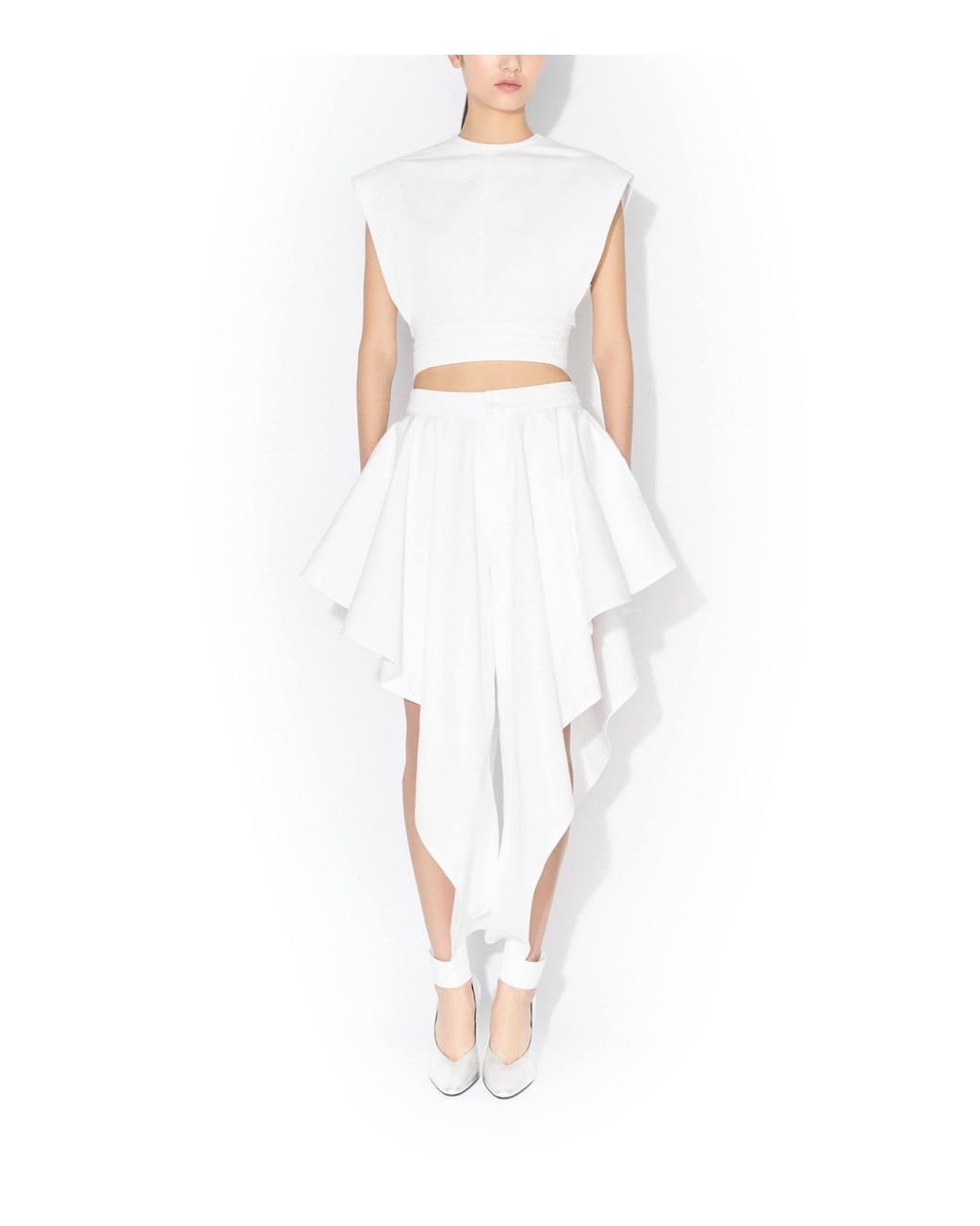 Alaïa White Denim Belted Crop Top