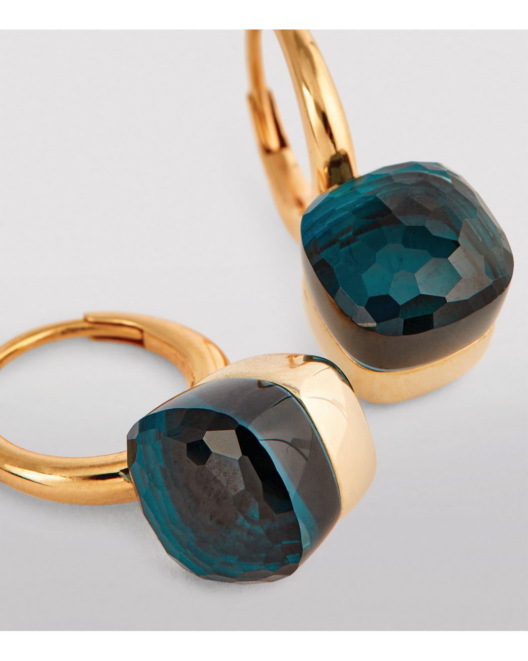Pomellato Blue Rose And Topaz Petit Nudo Drop Earrings