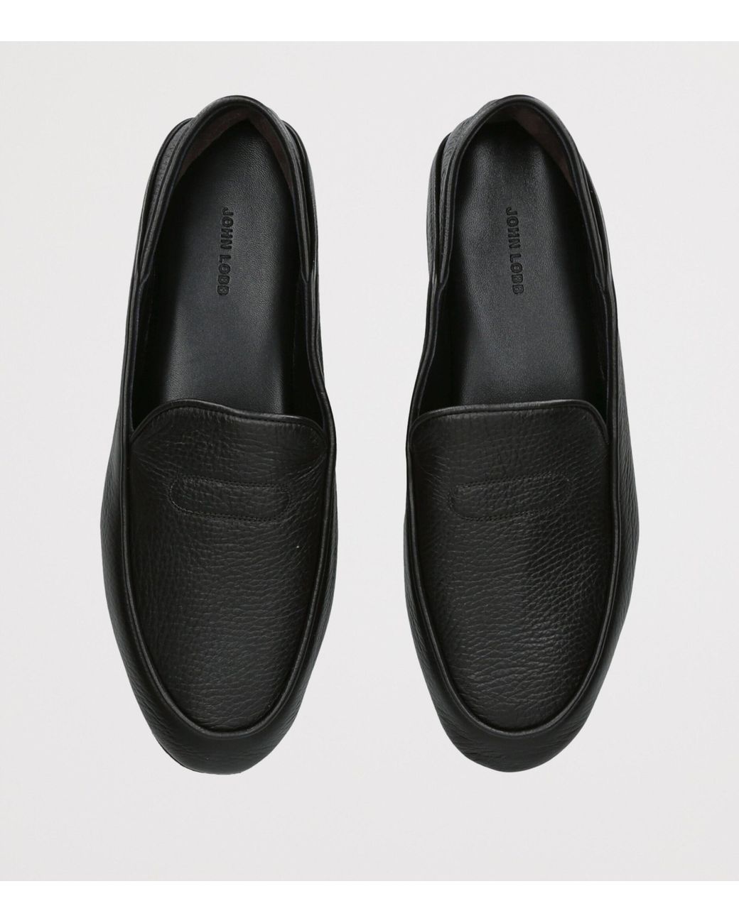 John Lobb Black Leather Kingston Ii Slippers for men