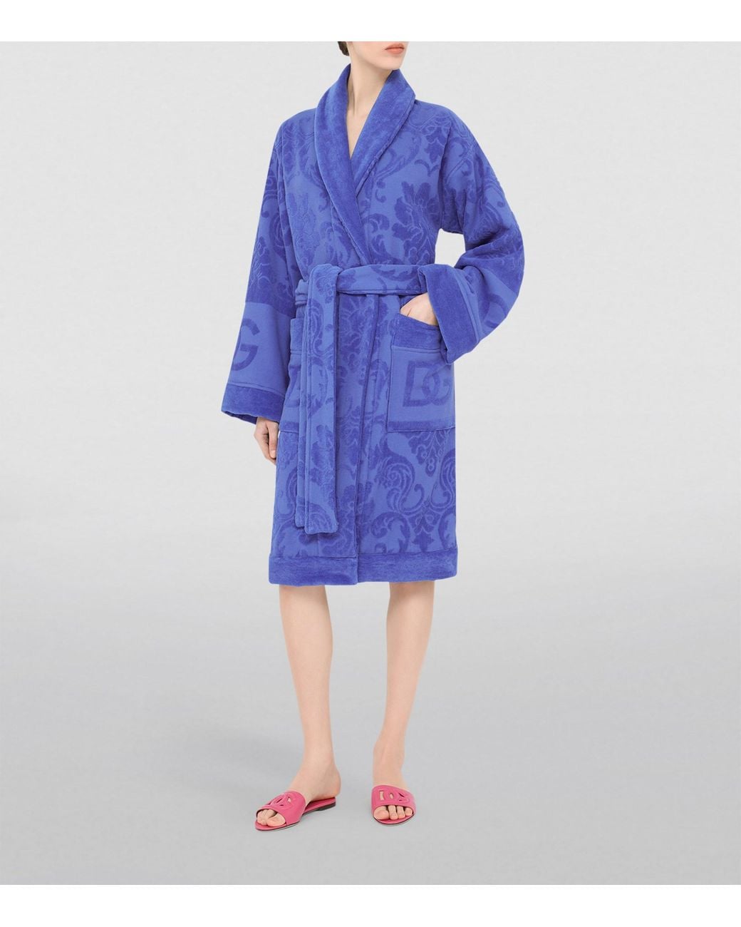 Dolce & Gabbana Blue Terry Cotton Dg Logo Robe for men