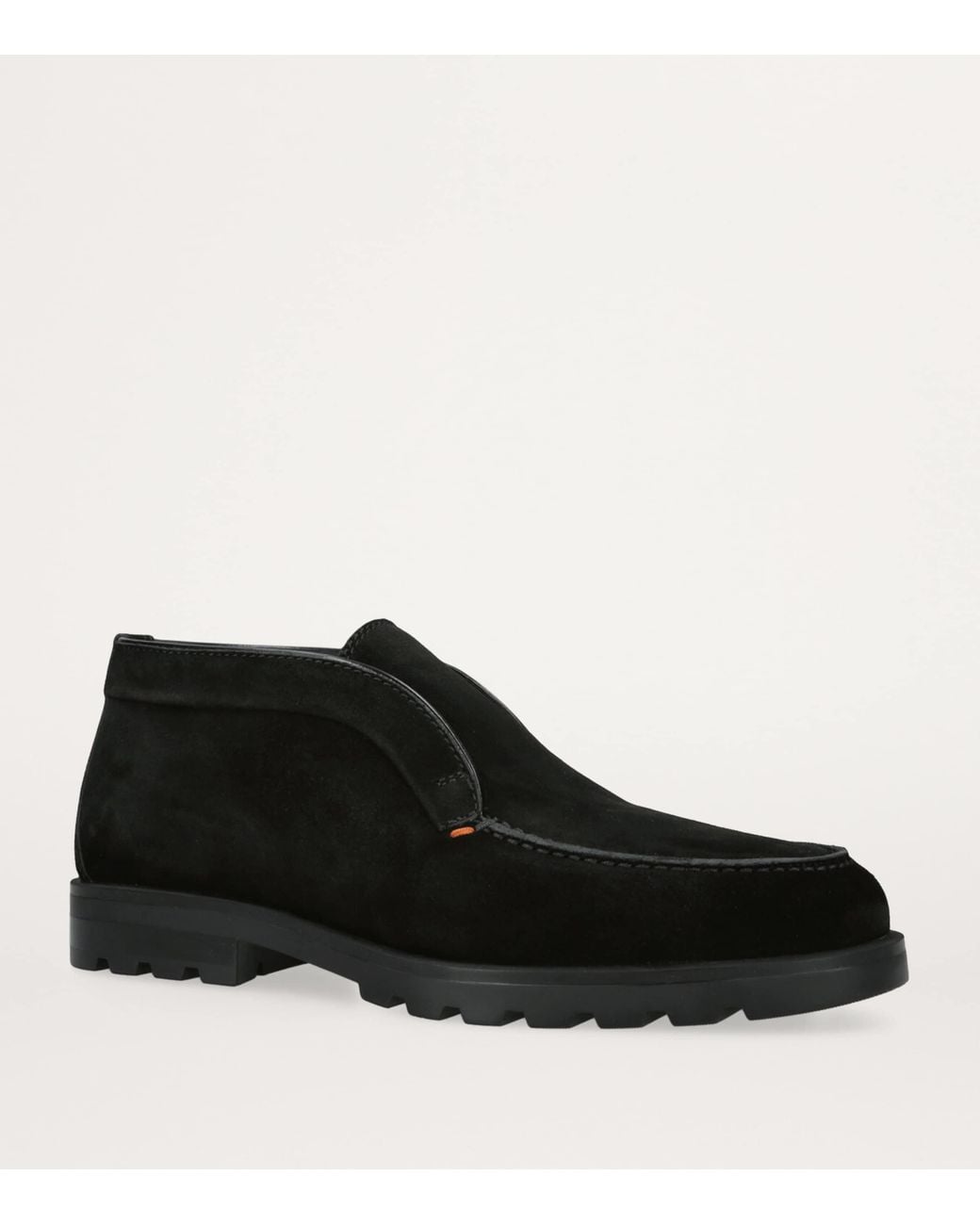 Santoni Black Suede Detroit Roccia High-Top Loafers for men