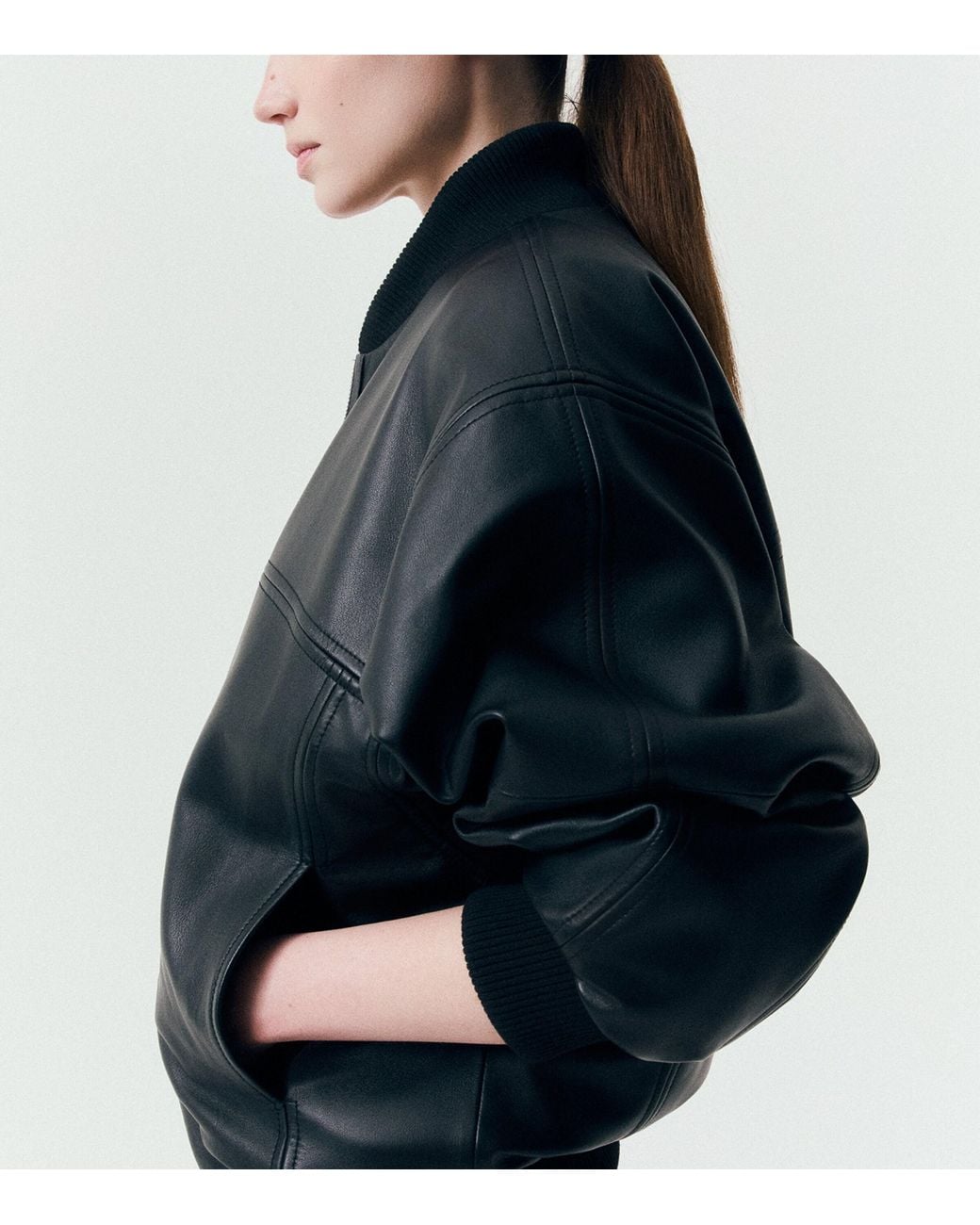 Marella Blue Leather Bomber Jacket