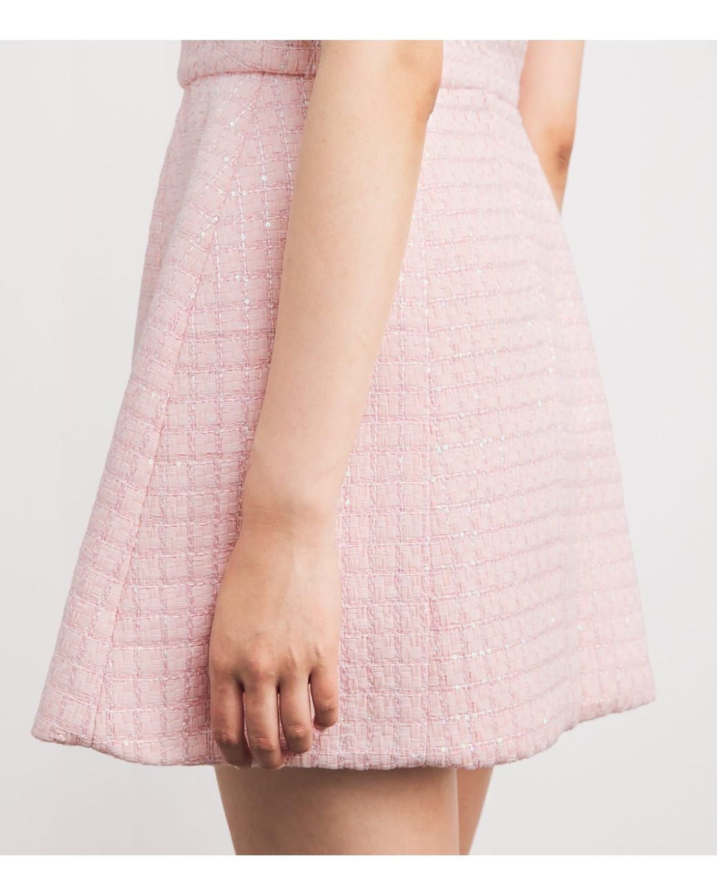 Sandro Pink Tweed Sequinned Mini Dress