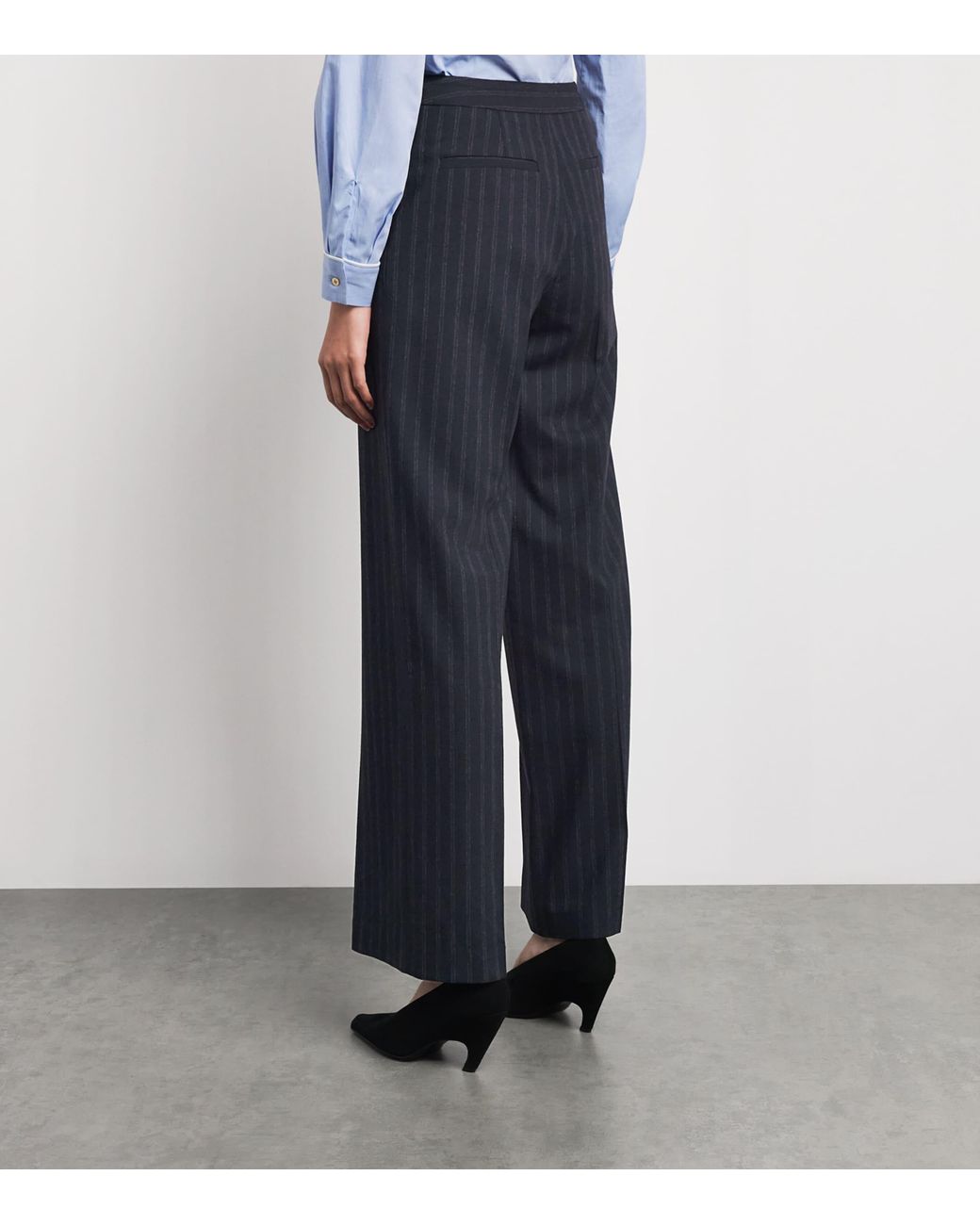 Claudie Pierlot Blue Wool-Blend Pinstripe Tailored Trousers