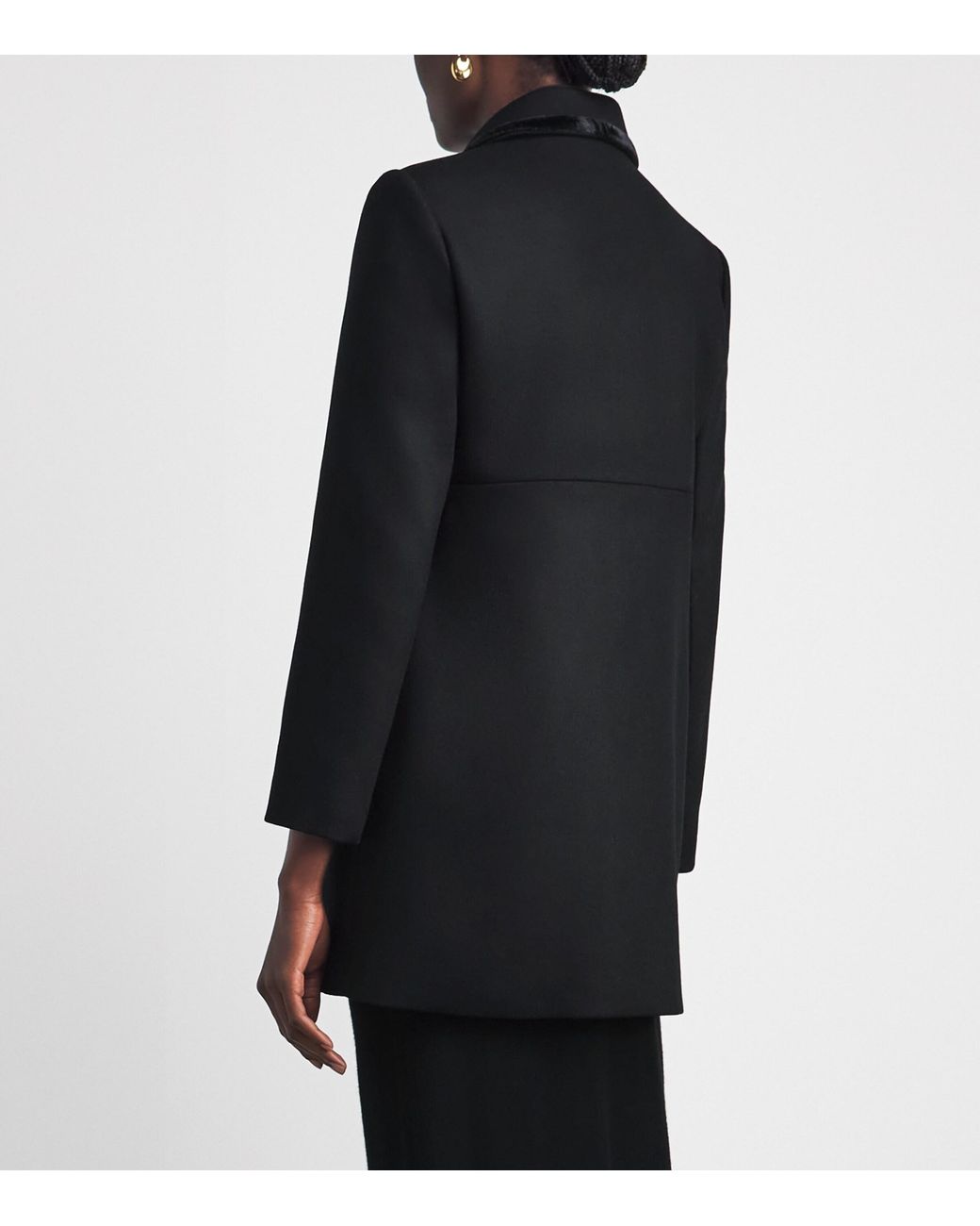 Sandro Black Wool-Blend Pea Coat