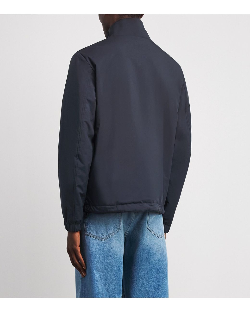 FIORONI CASHMERE Blue Wool Reversible Bomber Jacket for men