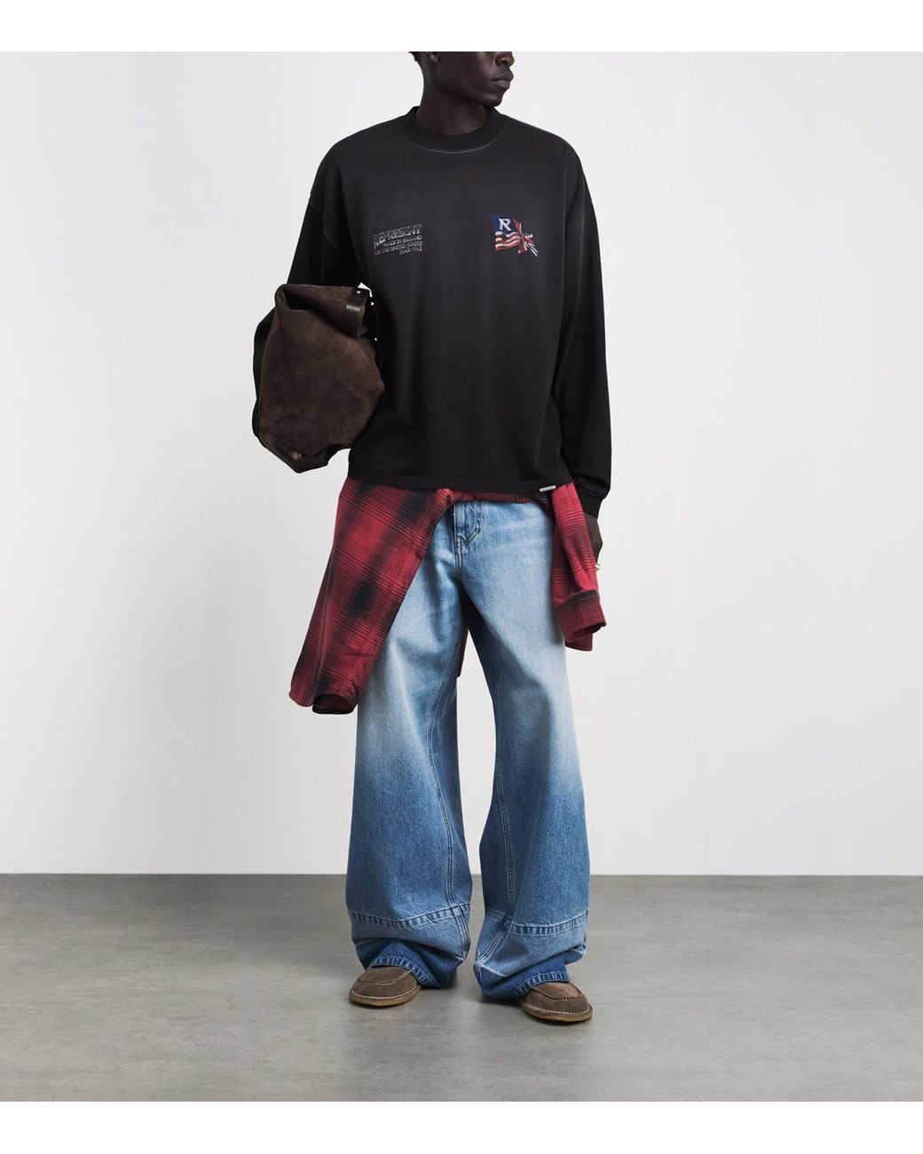 Represent Black Cotton Eagle Long-Sleeve T-Shirt for men