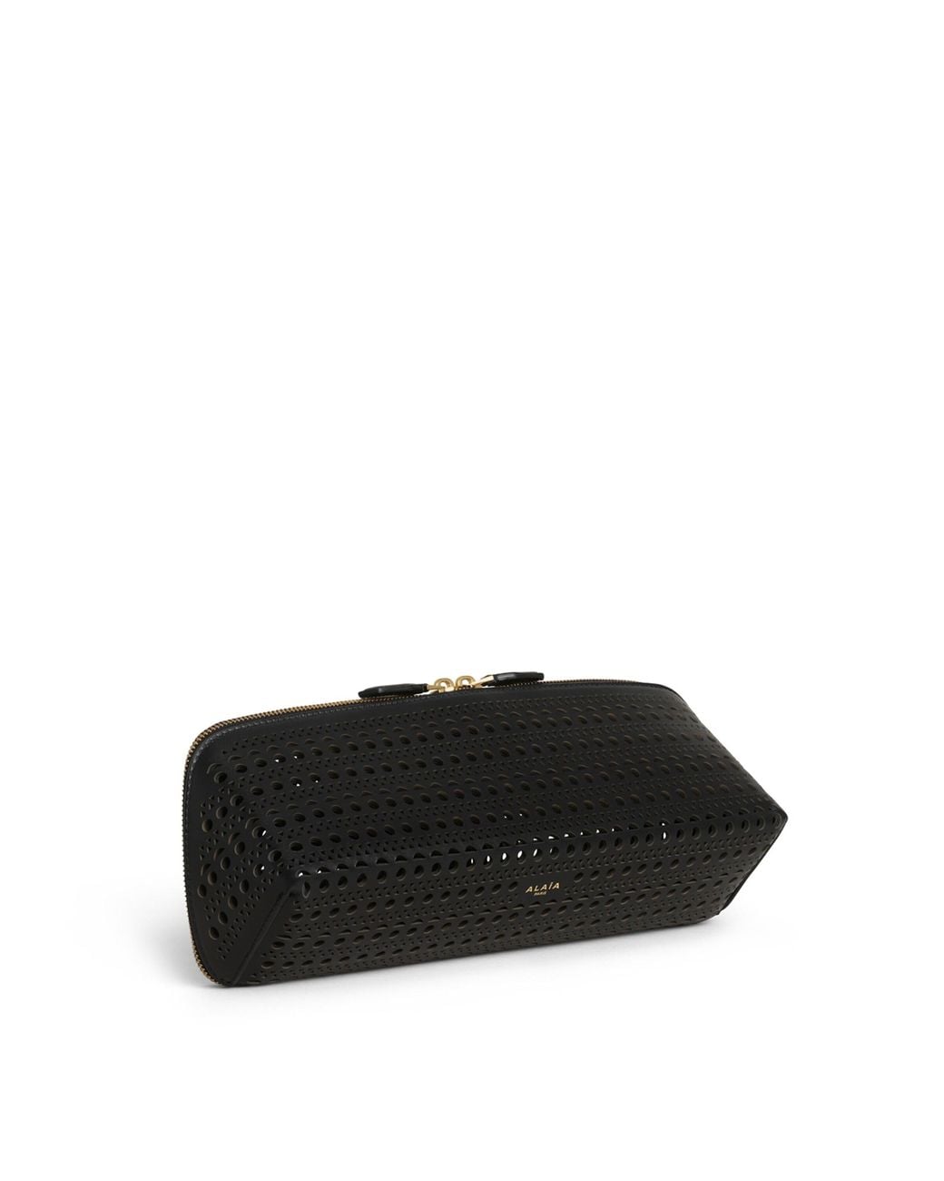 Alaïa Black Leather Perforated Delta Clutch Bag